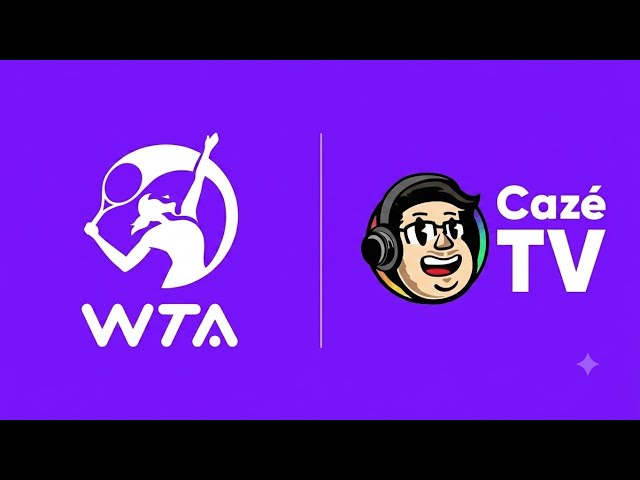 Logos da WTA e da CazéTV em fundo roxo.