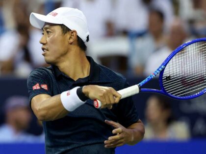 Kei Nishikori em ação no US Open 2026