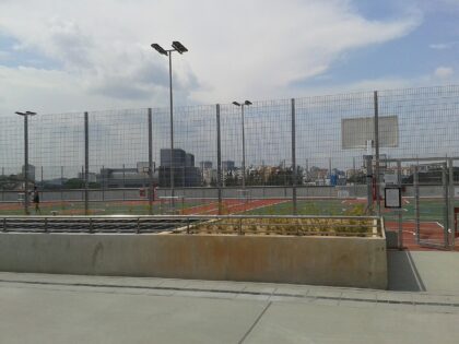 Quadra de tênis no Singapore Sports Hub, em Singapura