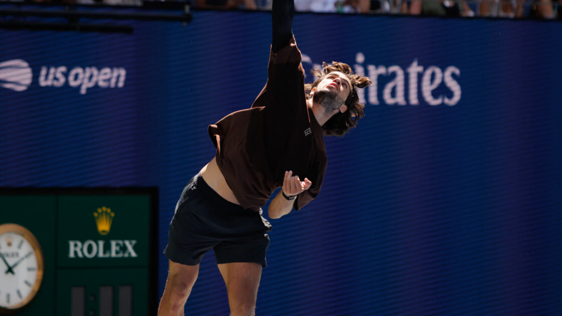 Carlos Alcaraz em ação no US Open 2026
