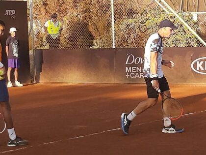 Fernando Romboli e Thiago Monteiro em quadra no Chile Open de 2020.